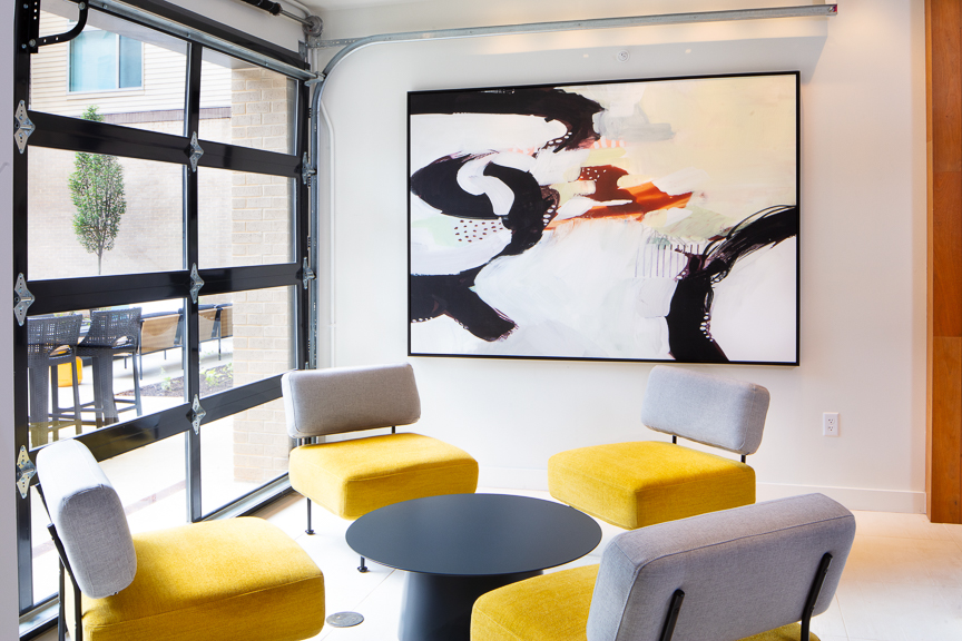 contemporary wall art at scout luxury fairfax apartments