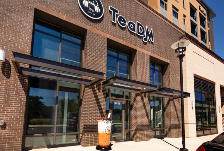 Onsite retail, including teadm coffee and tea lounge at scout on the circle luxury fairfax apartments